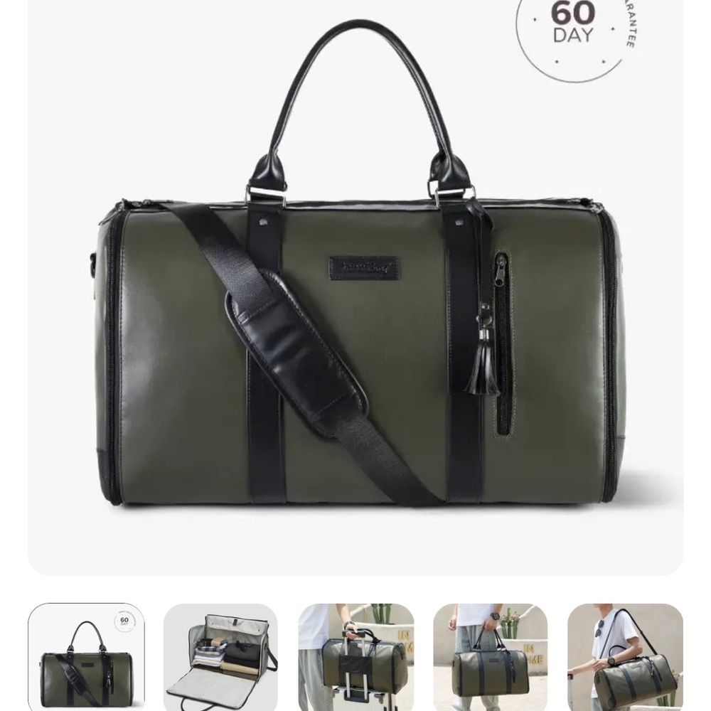 Jenni Bag- Olive Green and Black Travel Duffel Bag with Roller Component